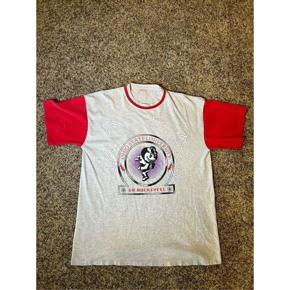 Vintage 1990s THE Ohio State buckeyes rare lightning T-shirt single stitch - Picture 1 of 7